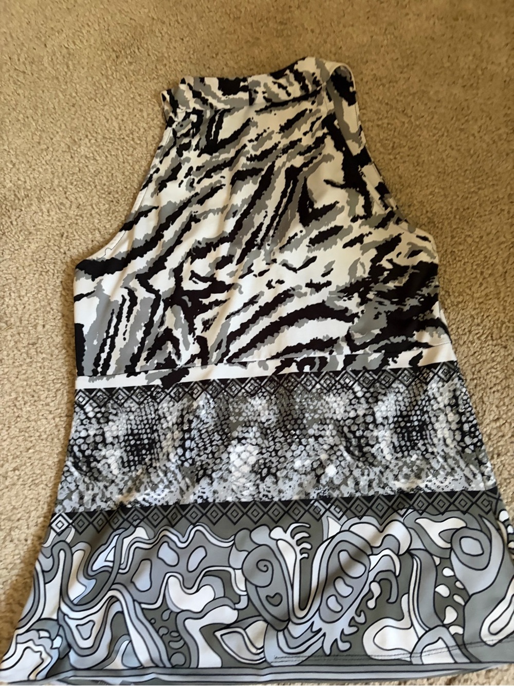 Alfani Black White and Gray Twist-Front Sleeveless Tank Top - Picture 2 of 2